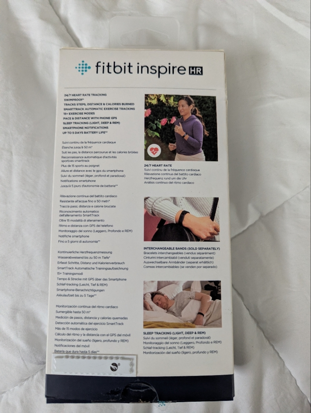 Black Fitbit Inspire HRFitness Tracker with Braided Band - Smart Activity Watch - Picture 8 of 9